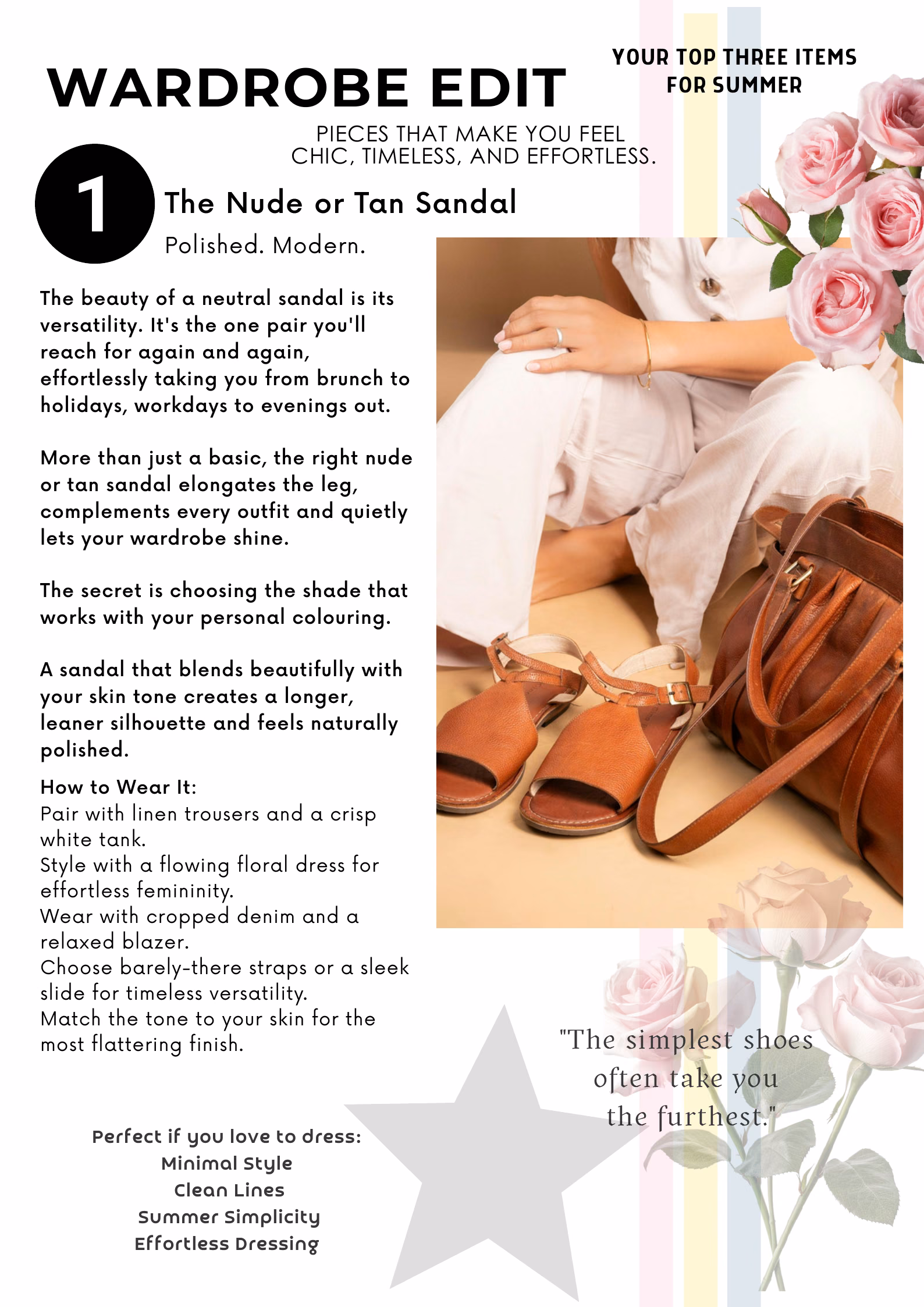 Wardrobe Edit — The Nude or Tan Sandal — The Style Edit, Summer 2024