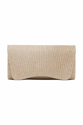 BETH PLEATED FLAP SHIMMER CLUTCH BAG