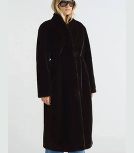 Rose Longline Faux Fur Coat at Decjuba