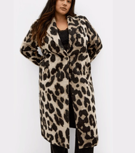 Charlotte Leopard Print Melton Coat at City Chic