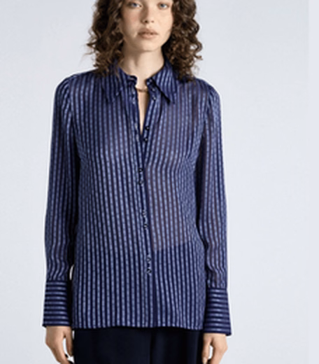 Burnout Textured Stripe Shirt at Cue