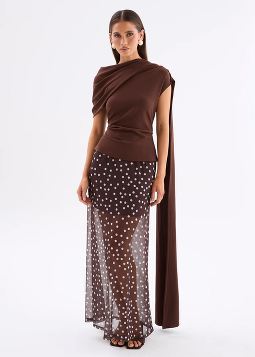 Solace Mesh Sheer Skirt at Gingham and Heels