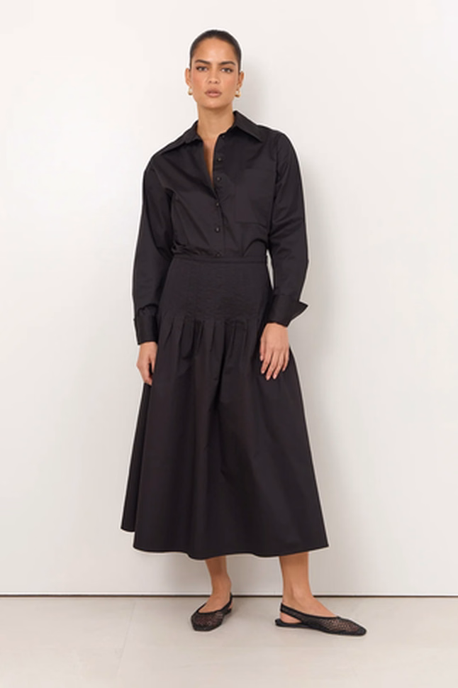 Prue Pleated Poplin Skirt at ADORNE