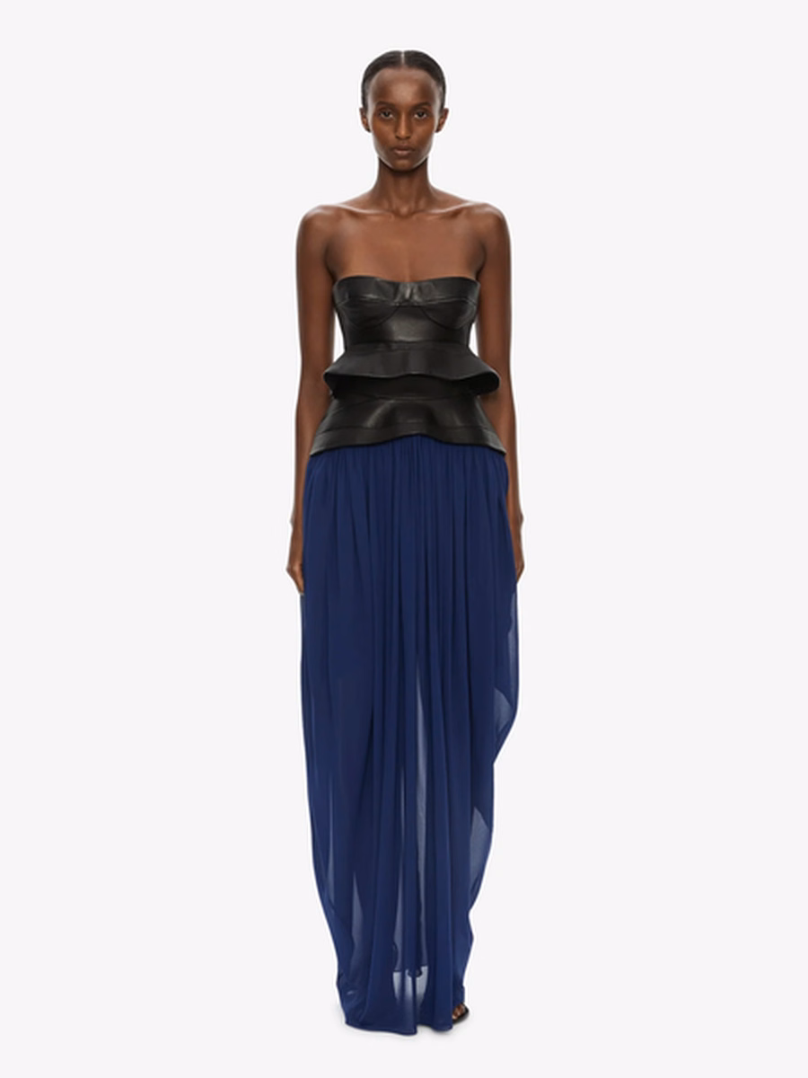 Bellona Moulded Leather Belted Skirt at CHRISTOPHER ESBER